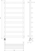 Полотенцесушитель электрический Secado Корсано 1 СП 105x55 см, подключение слева, матовый черный, лесенка, с полкой