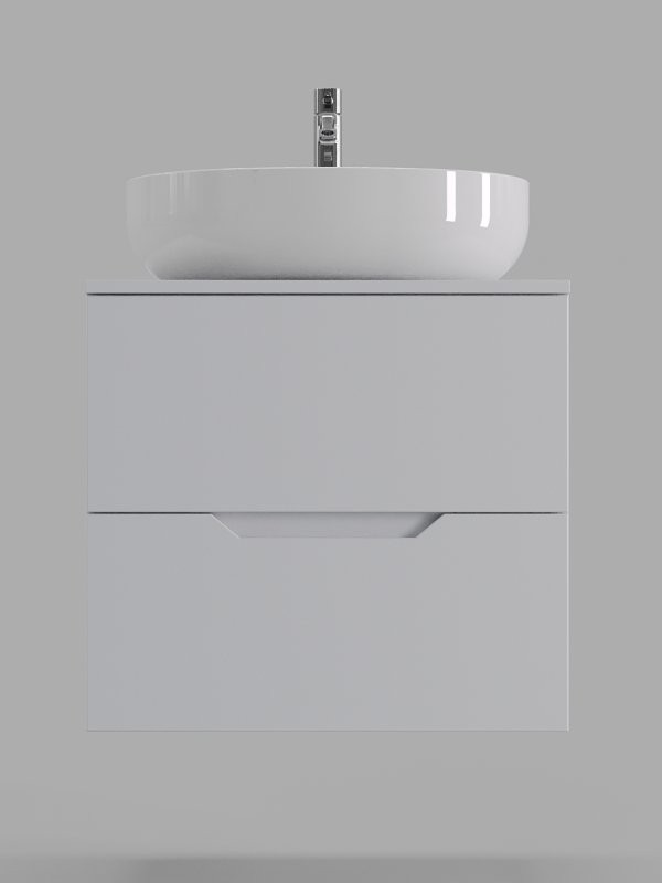 Мебель для ванной комнаты Orange Line 60 подвесная, 2 ящика, матовая белая с раковиной B05-520W