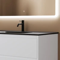 Мебель для ванной комнаты Sancos Libra 100 см белый глянец, черная раковина
