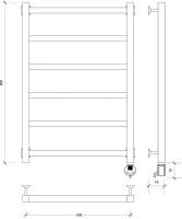 Полотенцесушитель электрический Secado Корато 1 R 85x55 см, подключение справа, хром, лесенка