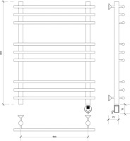 Полотенцесушитель электрический Secado Турин Плюс R 85x60 см, подключение справа, бронза, лесенка, латунь