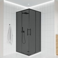 Душевой уголок Veconi Evo 300 GR 120х90 см, профиль брашированный графит, стекло тонированное матовое