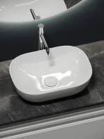 Тумба с раковиной Sancos Very 100 см, bianco, столешница черный мрамор, раковина CN6009