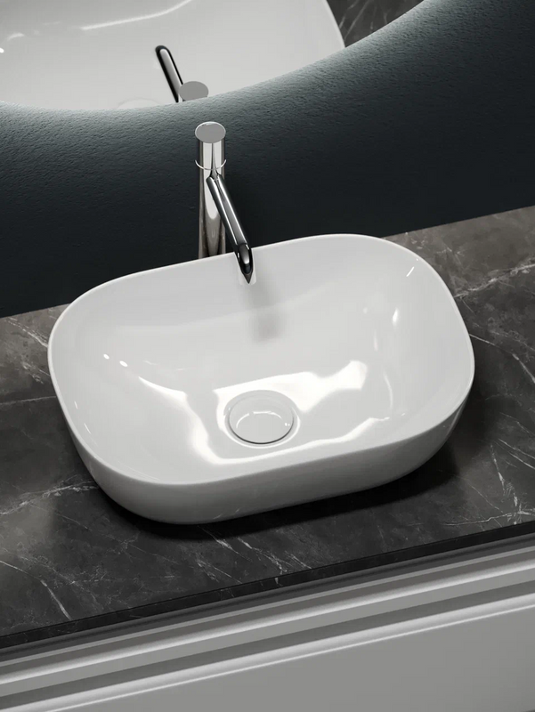 Тумба с раковиной Sancos Very 100 см, bianco, столешница черный мрамор, раковина CN6009