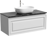 Тумба с раковиной Sancos Very 100 см, bianco, столешница черный мрамор, раковина CN6009