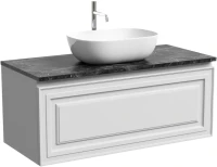 Тумба с раковиной Sancos Very 100 см, bianco, столешница черный мрамор, раковина CN6009