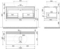 Тумба с раковиной Sancos Very 100 см, bianco, столешница черный мрамор, раковина CN6009