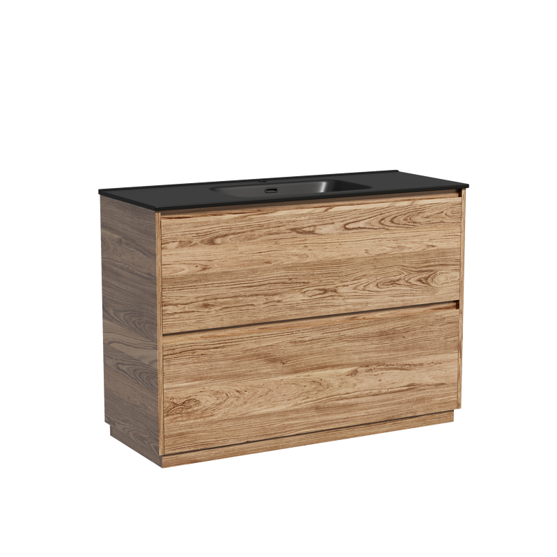 Тумба с раковиной Sancos Libra Floor 120 дуб чарльстон, черная раковина CN7006MB
