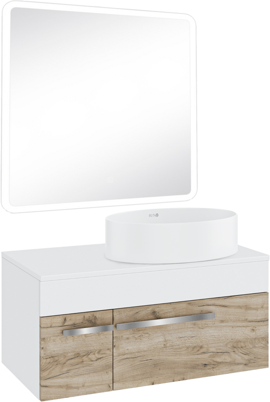 Мебель для ванной комнаты Runo Вудлайн 85 крафтовый дуб, раковина Ovale 50