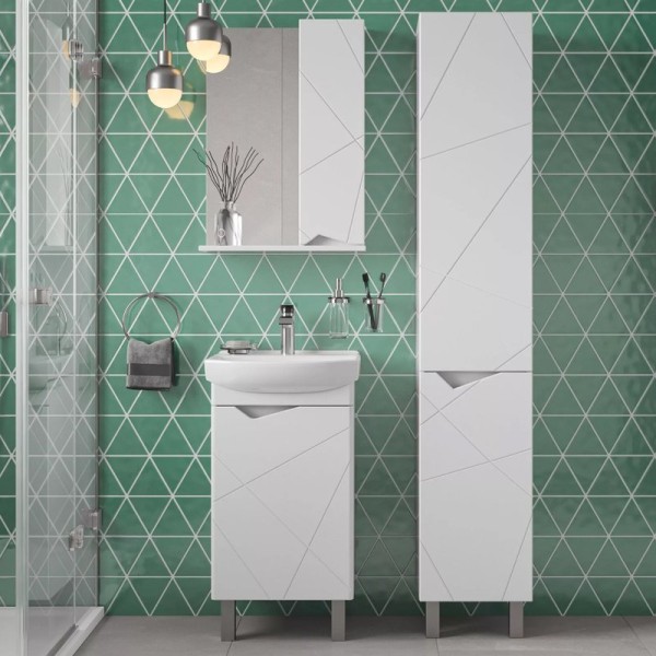 Шкаф пенал для ванной SanStar Линни 35 напольный, белый