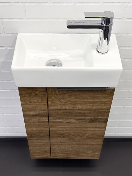 Тумба с раковиной Comforty Асти 40 подвесная, темно-коричневый дуб