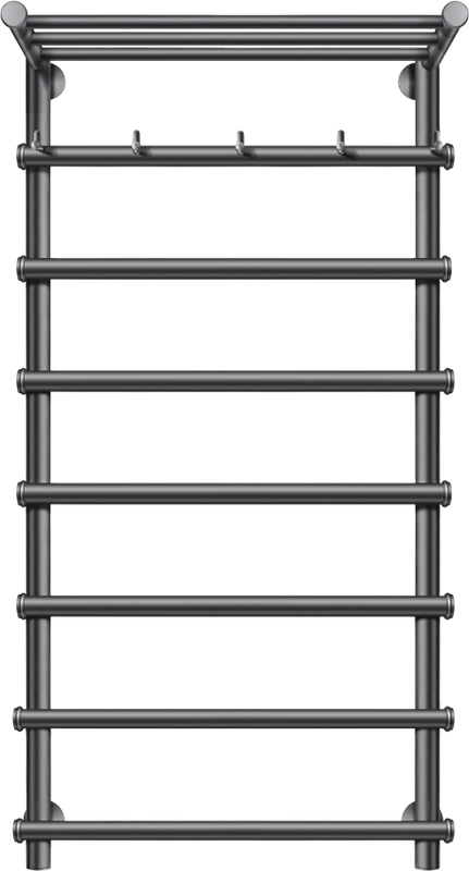 Полотенцесушитель водяной Secado Турин 1 КСП 100x55 см, графит, лесенка, с полкой