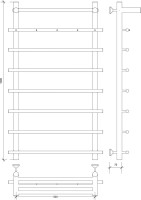 Полотенцесушитель водяной Secado Турин 1 КСП 100x55 см, графит, лесенка, с полкой