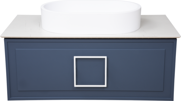 Тумба под раковину со столешницей La Fenice Cubo 90 подвесная, синяя, столешница белая