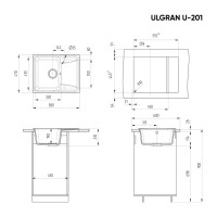 Мойка кухонная Ulgran U-201 302 песочная + дозатор U-02 песочный