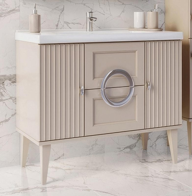 Тумба с раковиной ASB-Woodline Федерика 100 тирамису софт