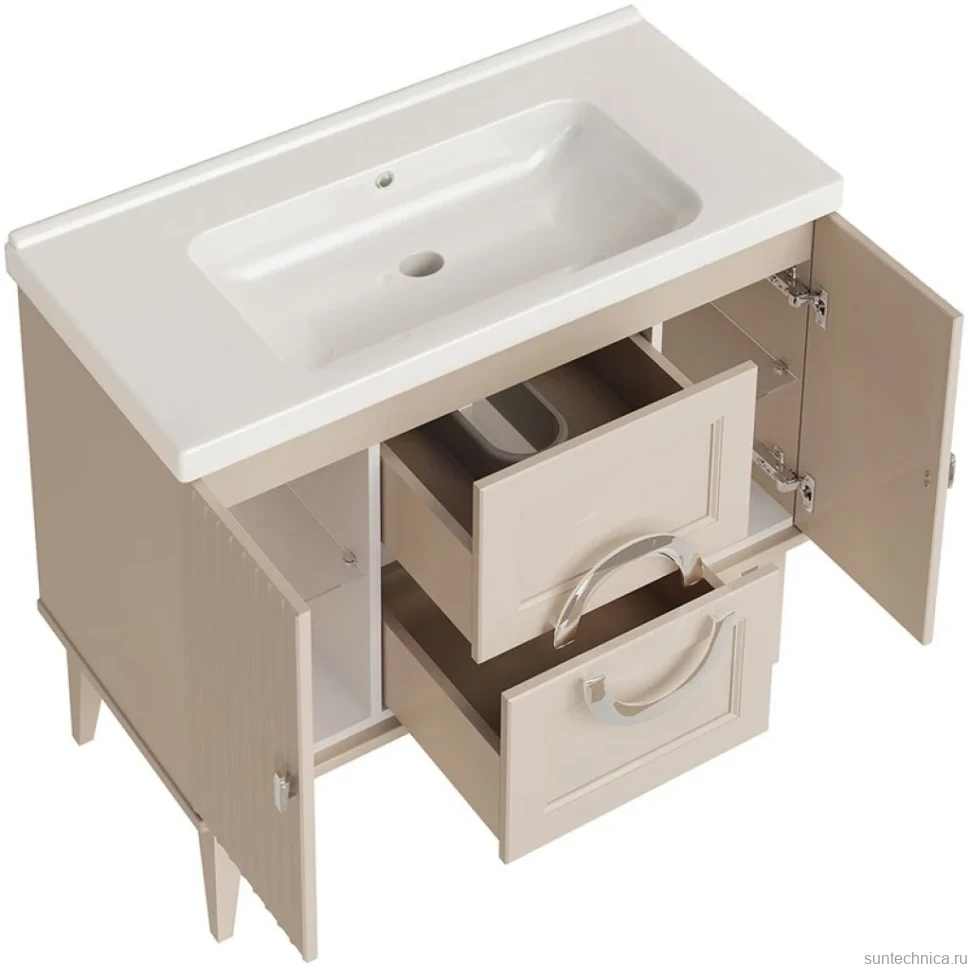 Тумба с раковиной ASB-Woodline Федерика 100 тирамису софт
