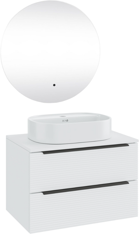 Мебель для ванной комнаты Runo Орлеан 70 белая матовая, белый глянец, раковина Nuovo 50