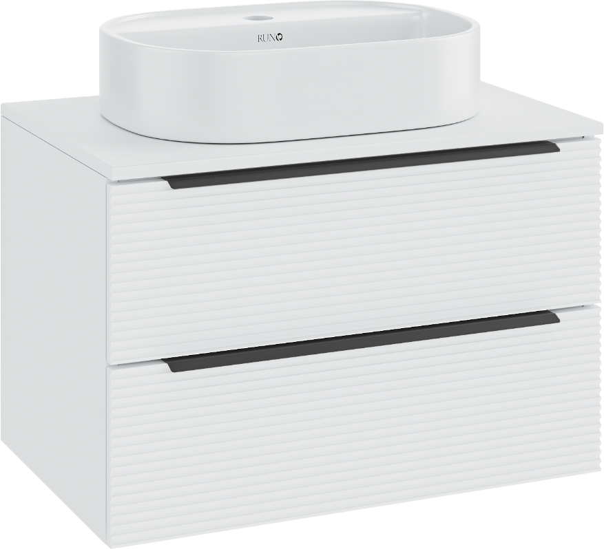 Мебель для ванной комнаты Runo Орлеан 70 белая матовая, белый глянец, раковина Nuovo 50