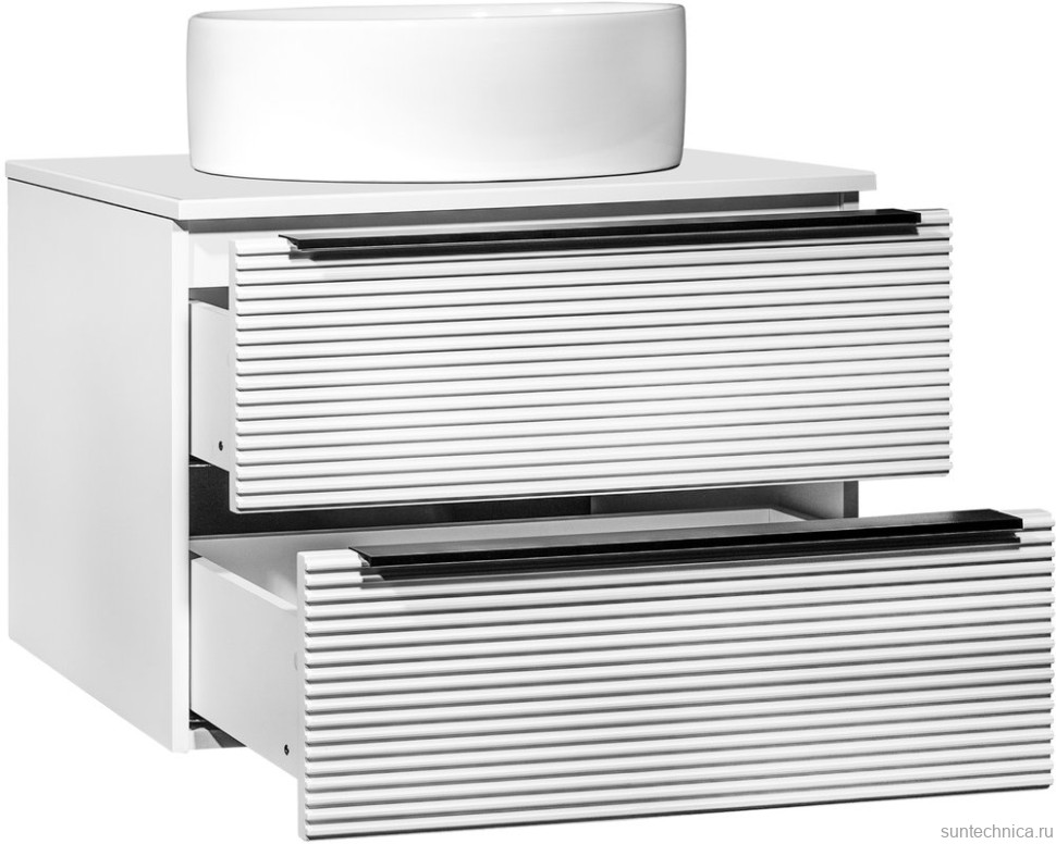 Тумба с раковиной Runo Орлеан 70 белая матовая, белый глянец, раковина Ovale 50