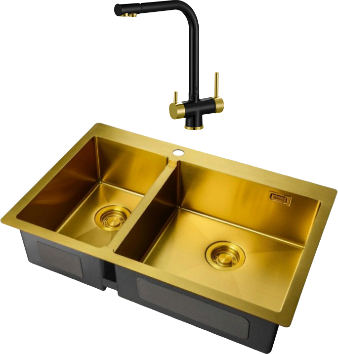 Комплект Мойка Zorg Light + Смеситель Sanitary ZR 348 YF BLACK BRONZE