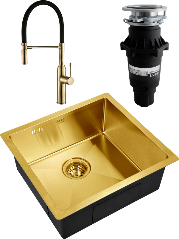 Комплект Мойка Zorg Inox PVD SZR-4844 bronze + Смеситель Steel Hummer SH 2022 BRONZE бронза + Измельчитель Bone Crusher BC 810-SL Slim Line