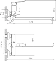 Смеситель с длинным изливом для ванны Haiba HB22556