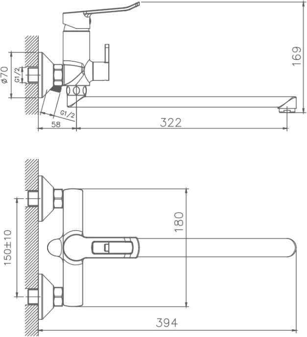 Смеситель с длинным изливом для ванны Haiba HB22556