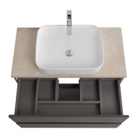 Тумба под раковину со столешницей BelBagno Kraft 90 подвесная, матовая темно-серая, столешница kep-90-mco