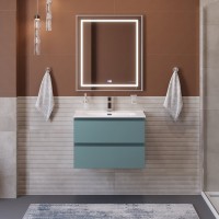 Мебель для ванной комнаты BelBagno Kraft 60 подвесная, матовая голубая, раковина bb600etl