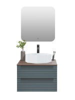 Тумба с раковиной Runo Орлеан 60 подвесная, зеленая, дуб натуральный