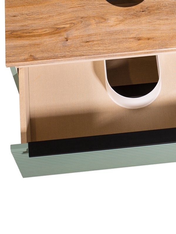 Тумба с раковиной Runo Орлеан 60 подвесная, зеленая, дуб натуральный