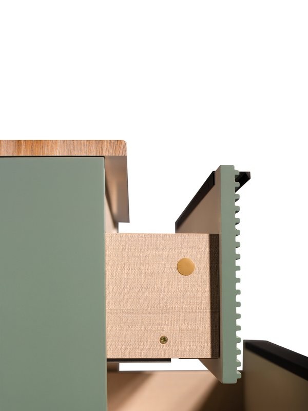 Тумба с раковиной Runo Орлеан 60 подвесная, зеленая, дуб натуральный