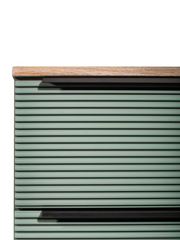 Тумба с раковиной Runo Орлеан 60 подвесная, зеленая, дуб натуральный