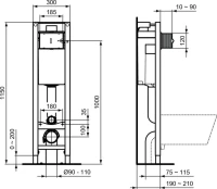 Комплект Унитаз подвесной Ideal Standard Connect + Крышка E712701 с микролифтом, петли хром + Инсталляция Prosys Eco Frame M