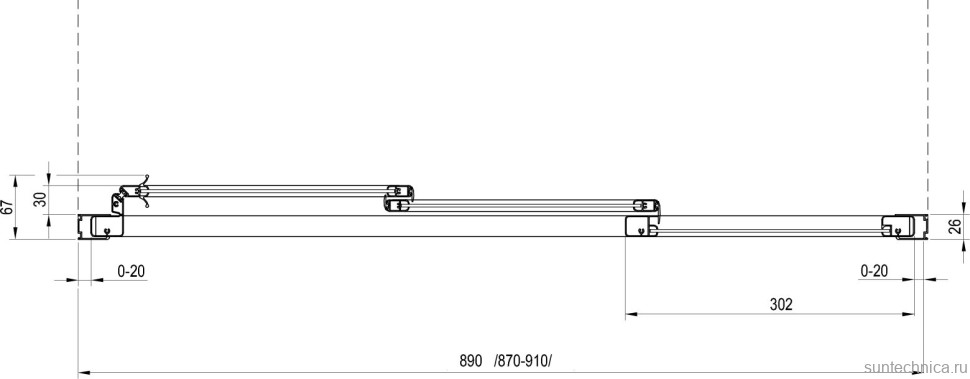 Душевая дверь в нишу Ravak Supernova ASDP3-90 Transparent, 200, профиль черный