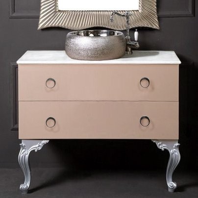 Тумба с раковиной Armadi Art NeoArt 100 капучино с ручками Moon хром, с ножками