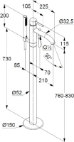 Напольный смеситель для ванны с душем Kludi Bozz 385903976 черный Напольный смеситель для ванны с душем Kludi Bozz 385903976 черный