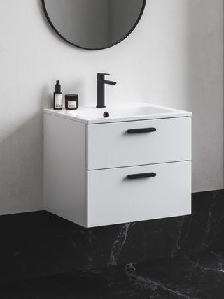 Тумба под раковину без столешницы Ravak Chrome II SD 60 глянцевая белая, ручки черные 152 мм