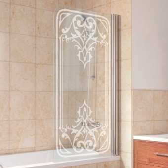 Шторка на ванну Vegas Glass EV 76 08 ARTDECO D2 R профиль глянцевый хром, стекло прозрачное рисунок