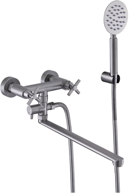 Смеситель с длинным изливом для ванны Fashun A52228 сатин