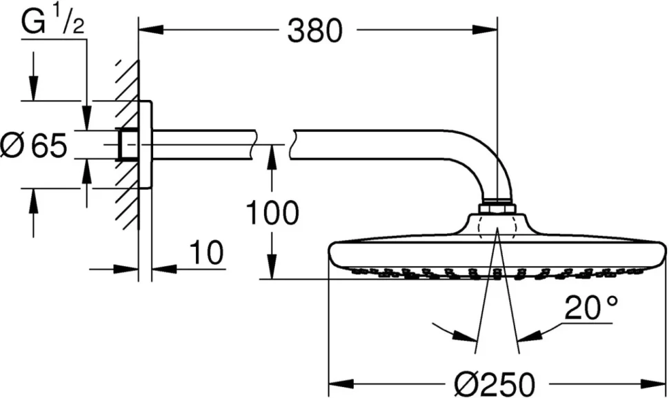 Верхний душ Grohe Tempesta 250 26663000