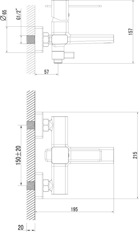 Смеситель для ванны с душем STWORKI Брамминг S40100BK матовый чёрный