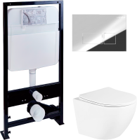 Комплект Унитаз подвесной BelBagno Uno + Инсталляция EWRIKA ProLT 0026-2020 + Кнопка 0041 хром
