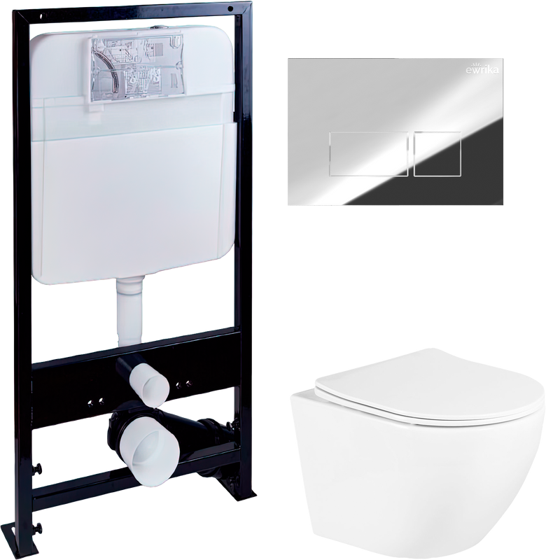 Комплект Унитаз подвесной BelBagno Uno + Инсталляция EWRIKA ProLT 0026-2020 + Кнопка 0041 хром