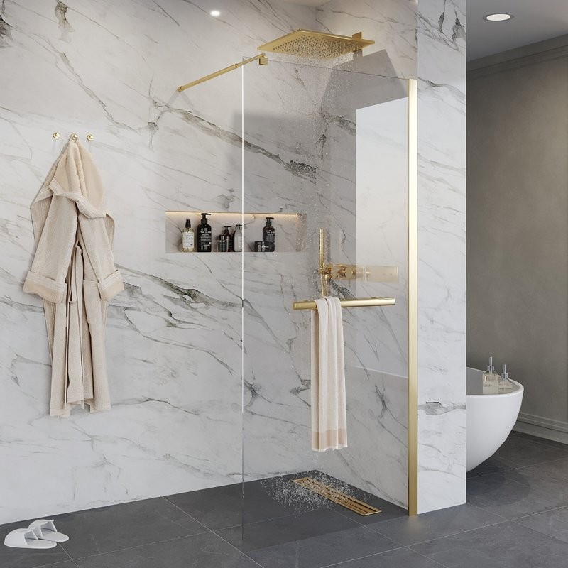 Душевая перегородка Niagara Nova NG-641-90 GOLD 90x195 профиль золото, стекло прозрачное