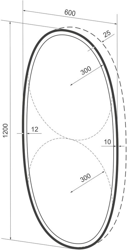 Зеркало Wellsee 7 Rays’ Spectrum 60х120 с фронтальной подсветкой, черное матовое