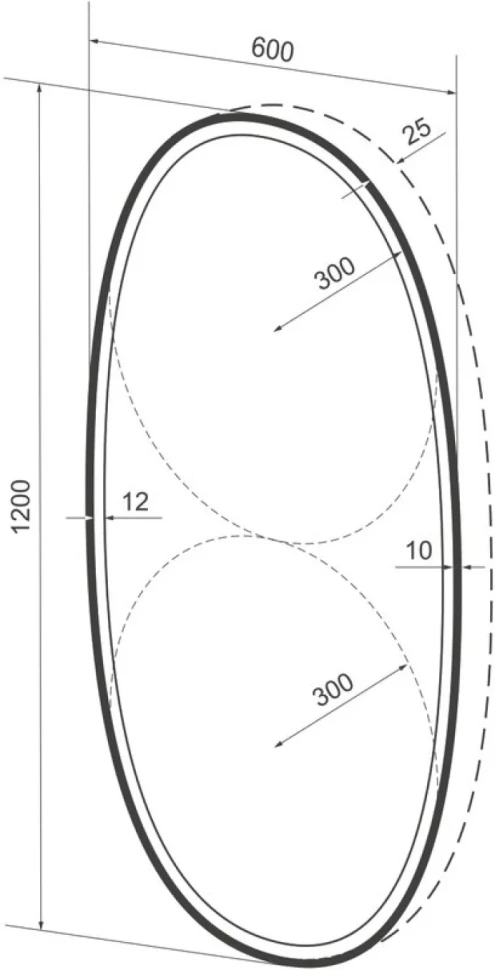 Зеркало Wellsee 7 Rays’ Spectrum 60х120 с фронтальной подсветкой, черное матовое