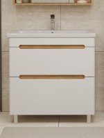 Тумба под раковину без столешницы SanStar Diva 80 напольная матовая белая, дуб вотан