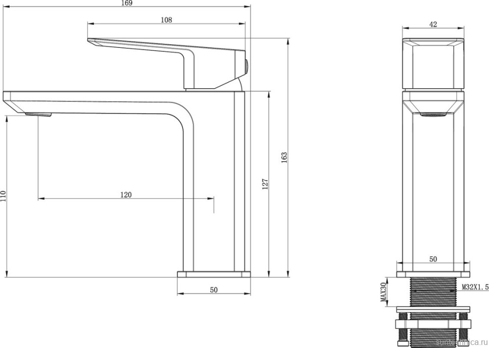 Смеситель для раковины Wonzon & Woghand Diamond WW-88139011-CR хром